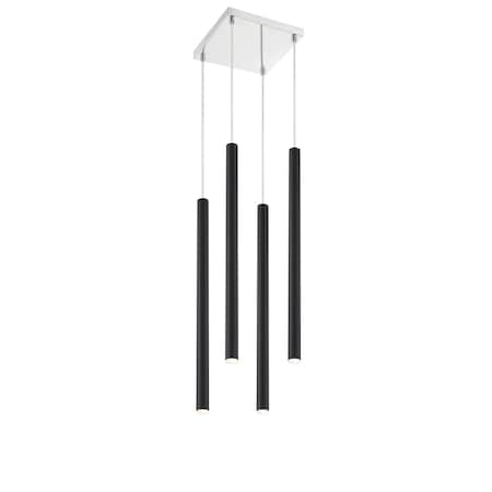 Z-Lite Forest 4 Light Island/Billiard, Chrome & Matte Black 917MP24-MB-LED-4SCH